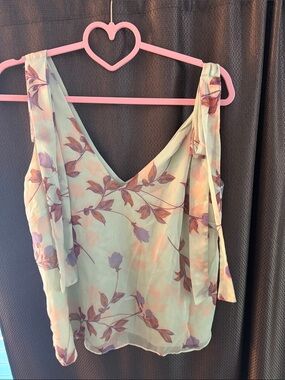 Amanda Uprichard Mint Green Floral Tie-Strap Camisole